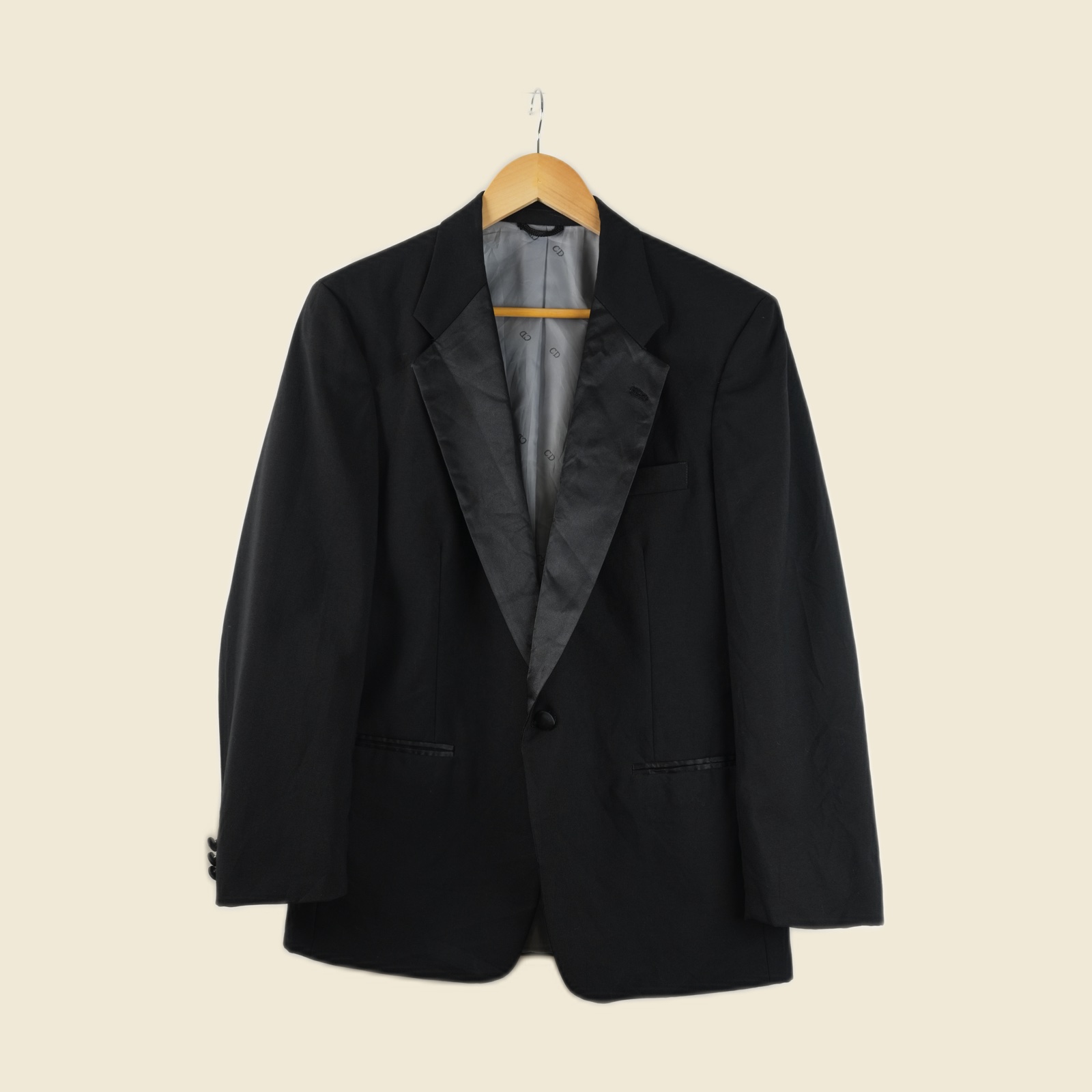 Giacca da sera nera Christian Dior Monsieur con revers in raso