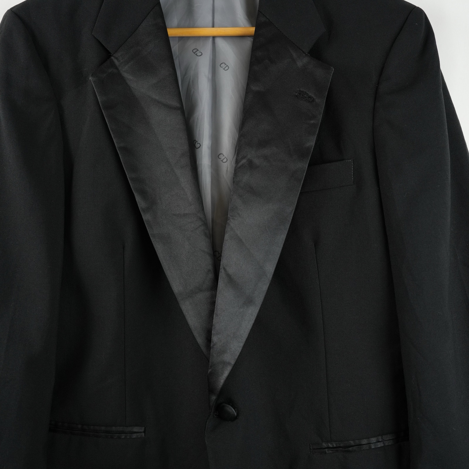Giacca da sera nera Christian Dior Monsieur con revers in raso — vista 2