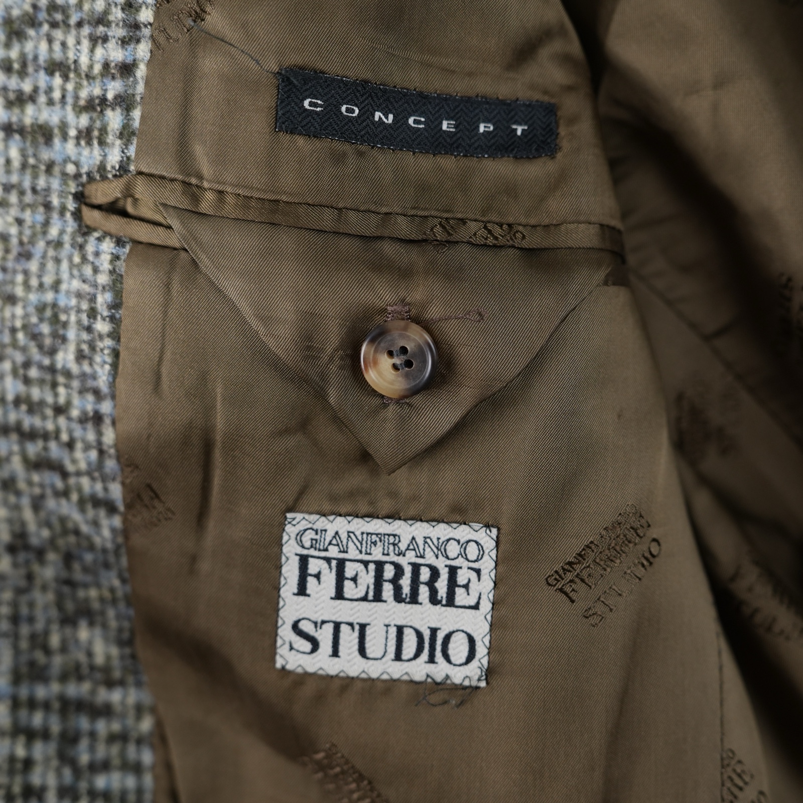 Giacca Gianfranco Ferré Studio in Principe di Galles marrone e panna — vista 3