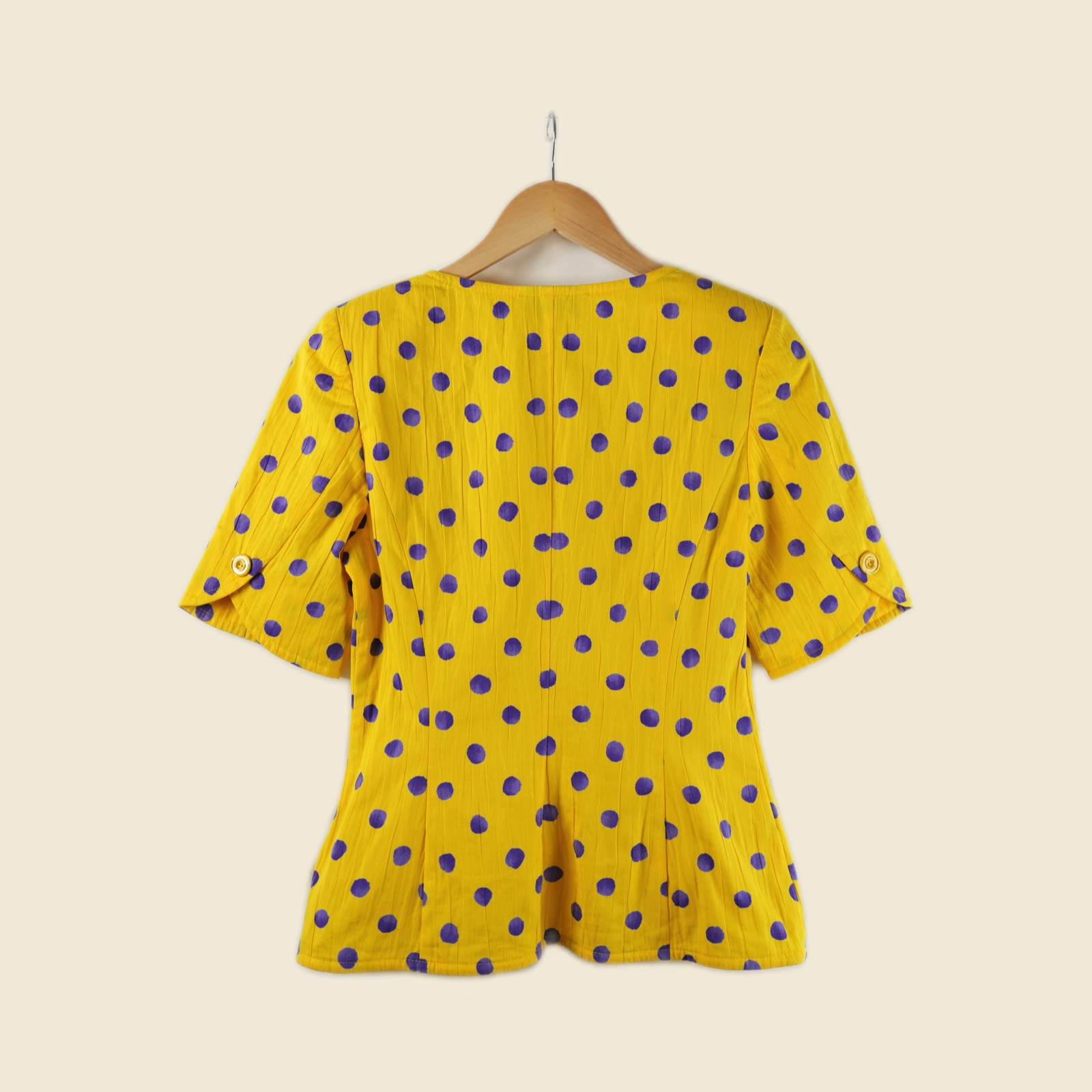 Blusa gialla a pois viola Emanuel Ungaro con spalline — vista 4
