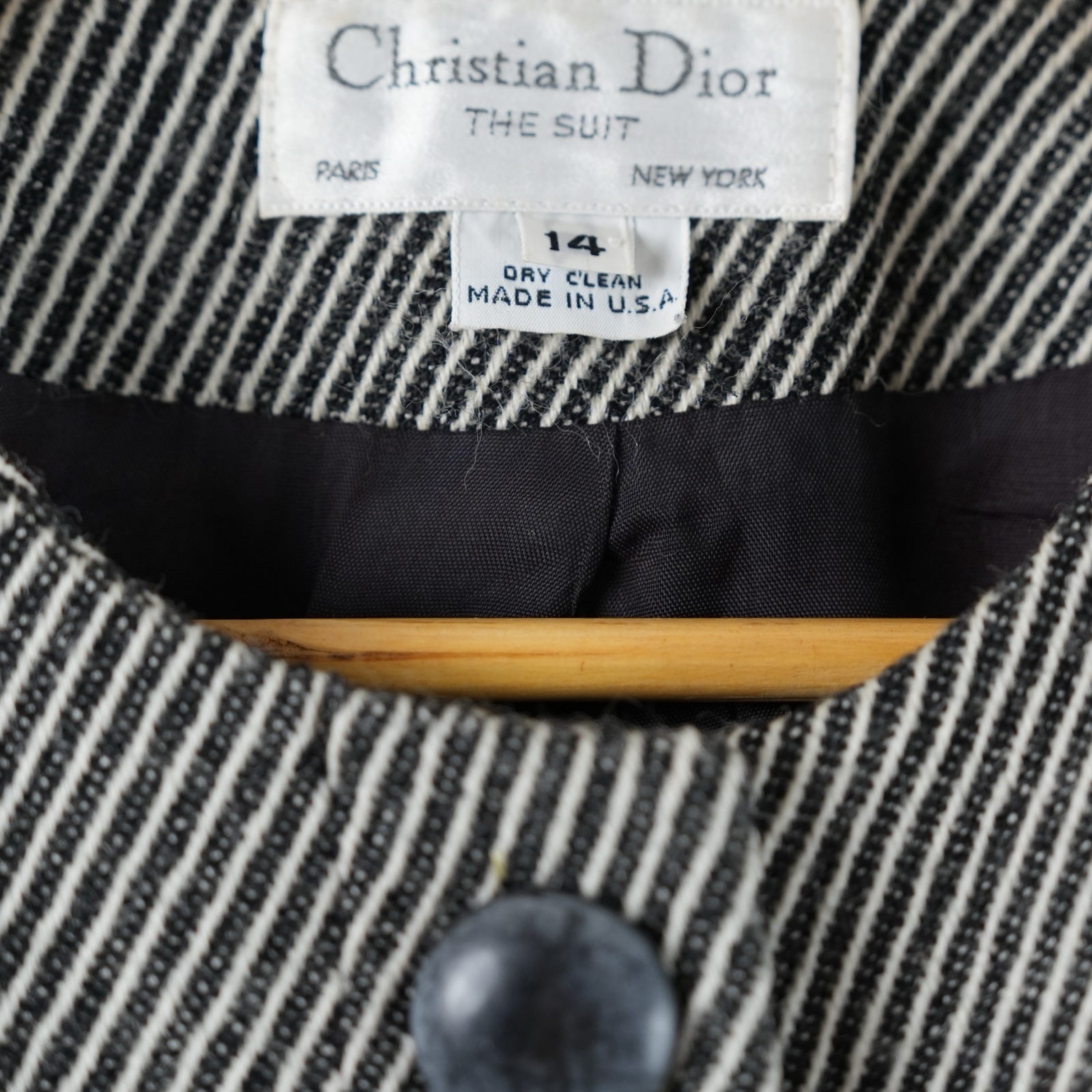 Giacca senza collo Christian Dior The Suit in tessuto diagonale bianco e nero — vista 2