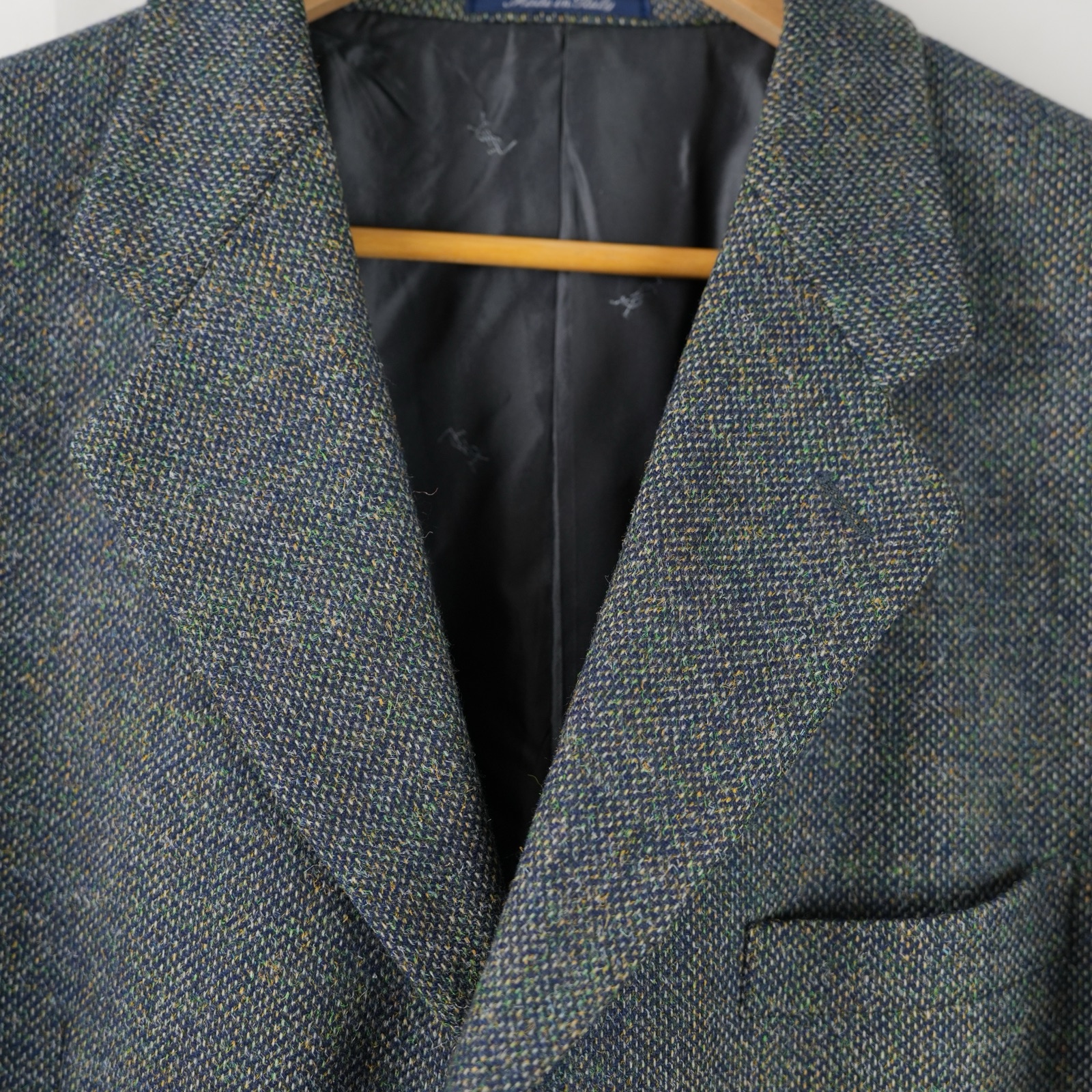Giacca in tweed grigio-azzurro Yves Saint Laurent con fodera a lucertole — vista 2