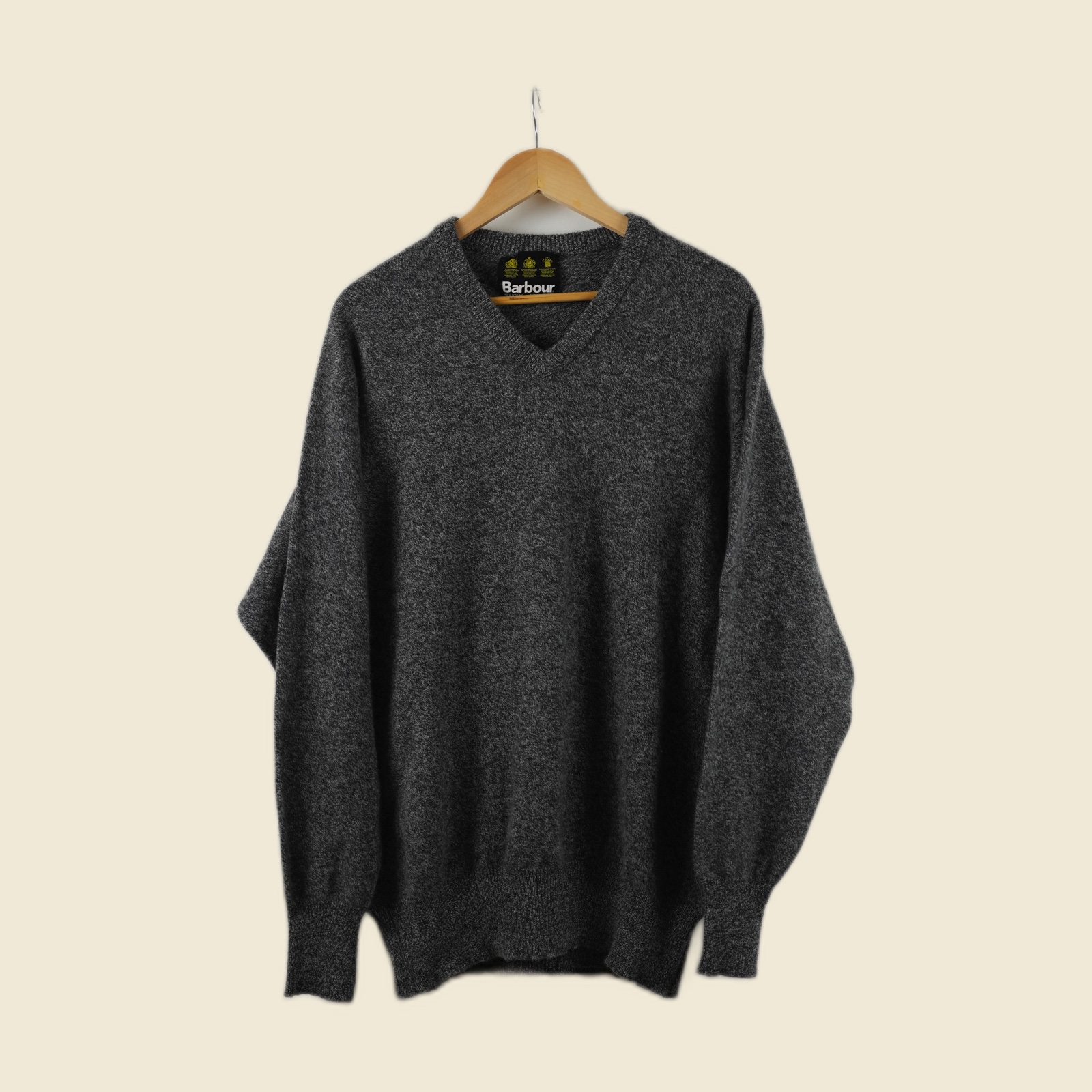 Maglione grigio mélange Barbour con scollo a V