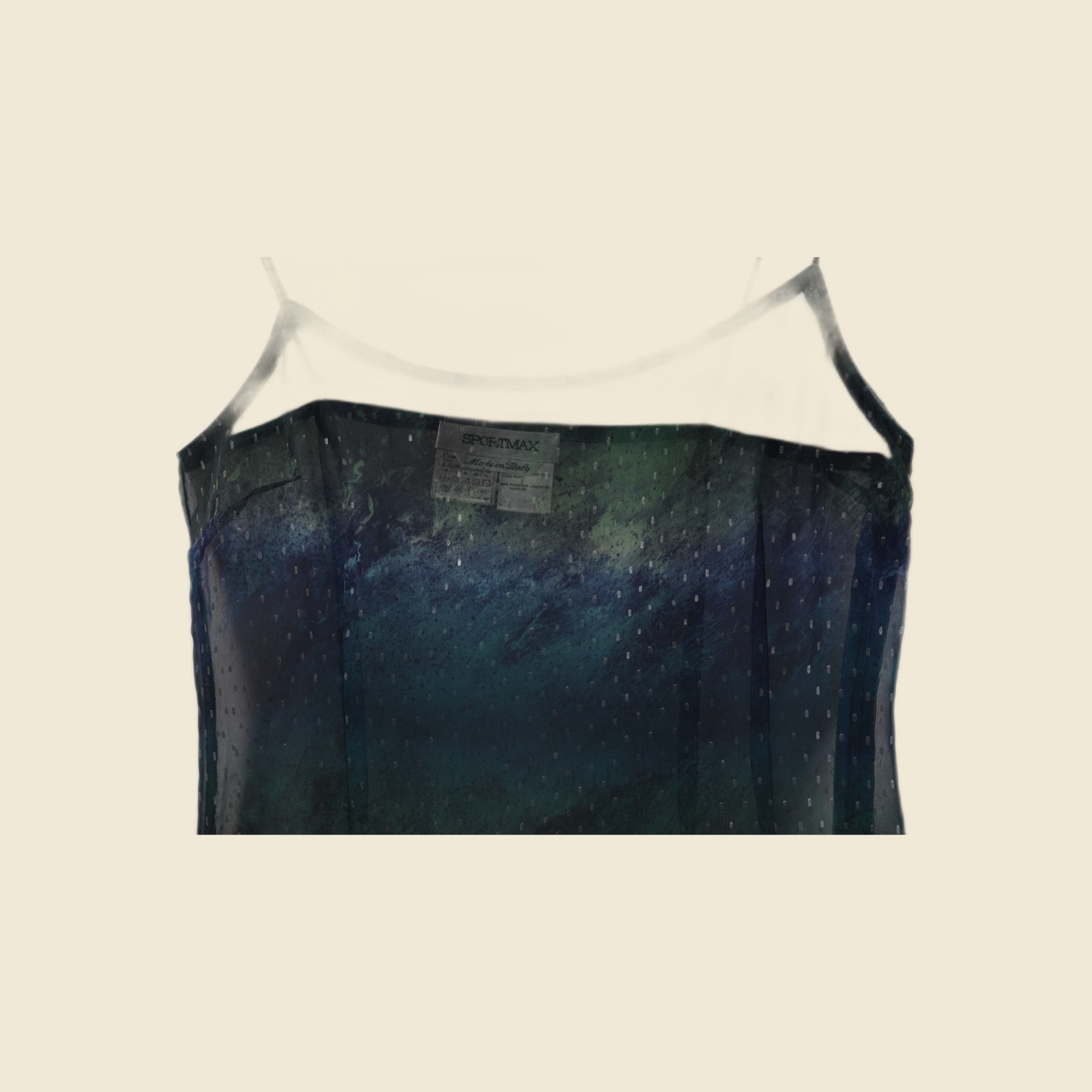 Abito lungo semitrasparente Sportmax in velo stampato blu-verde — vista 2