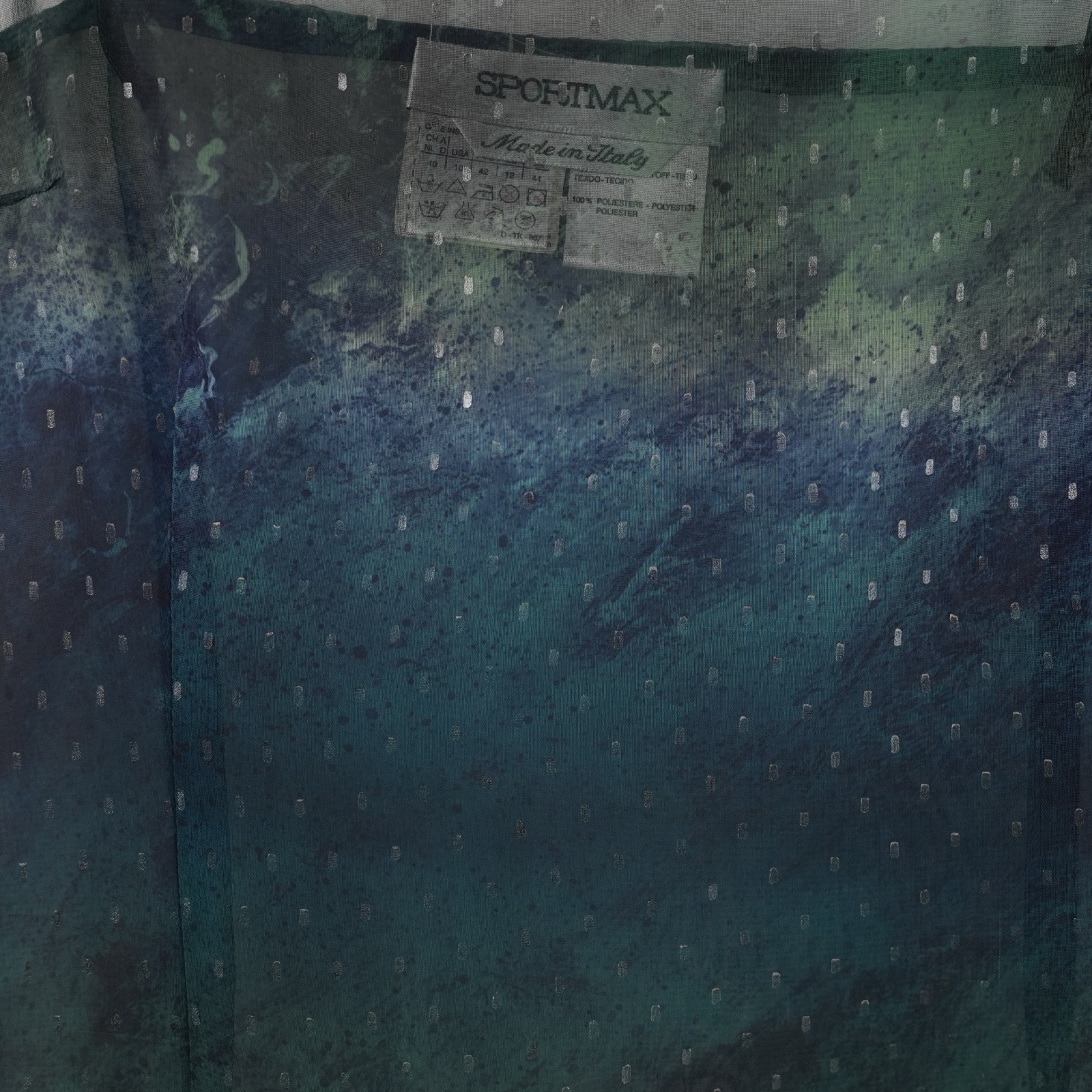 Abito lungo semitrasparente Sportmax in velo stampato blu-verde — vista 3