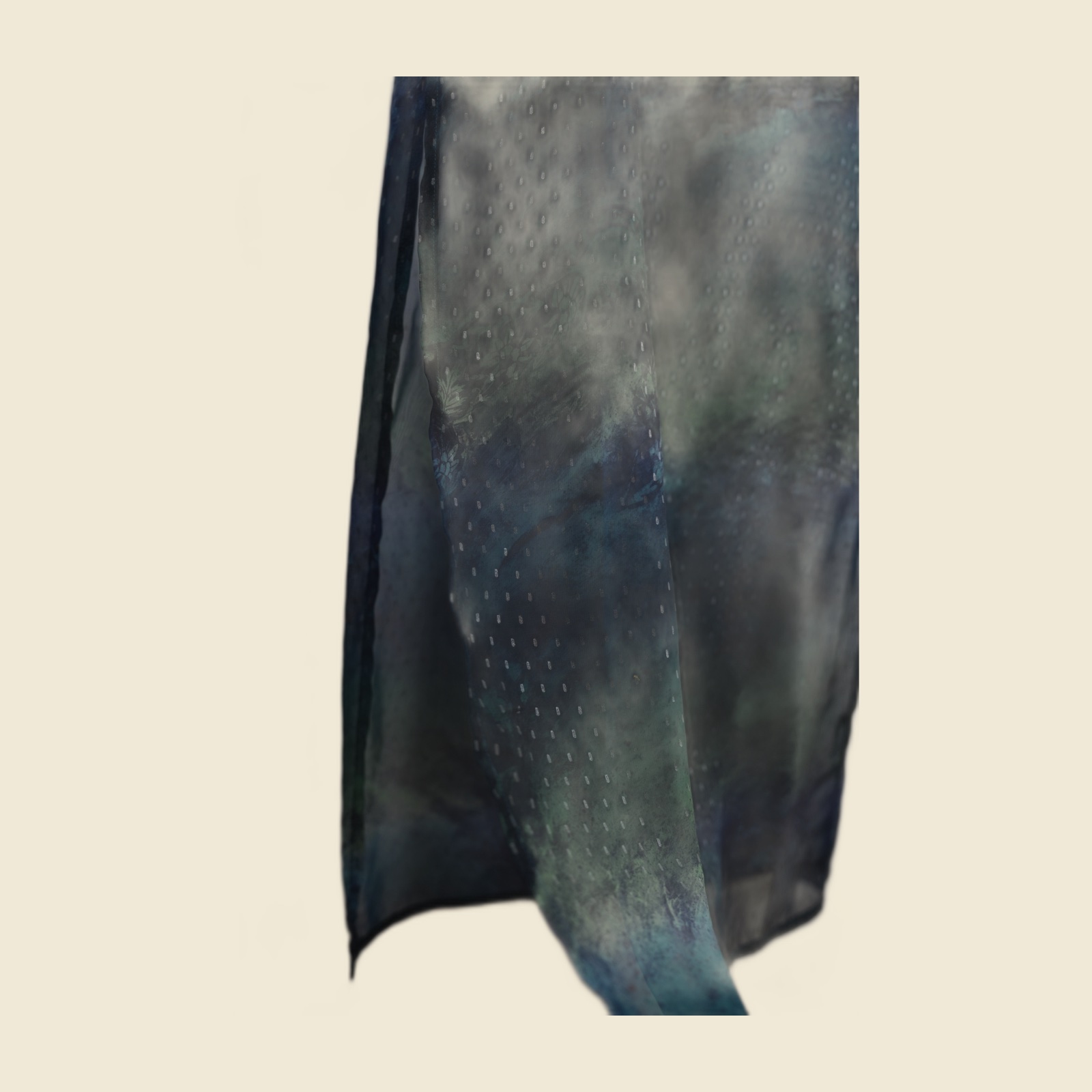 Abito lungo semitrasparente Sportmax in velo stampato blu-verde — vista 4