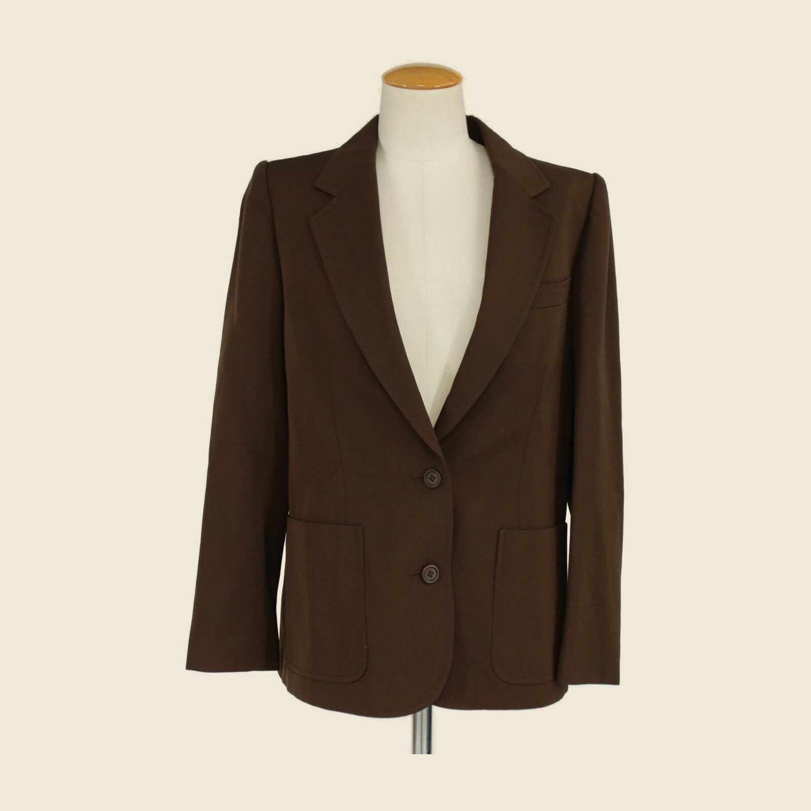 Completo Yves Saint Laurent in lana marrone, giacca monopetto e gonna diritta — vista 2
