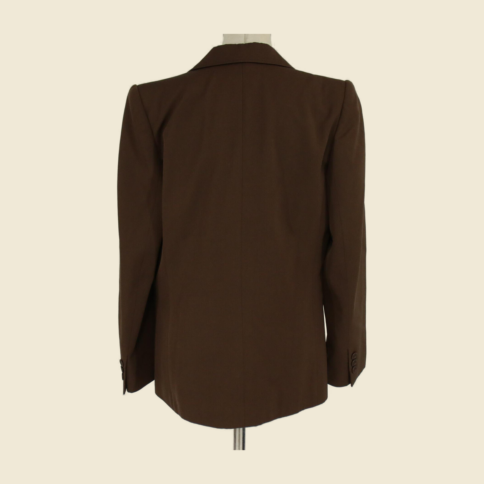 Completo Yves Saint Laurent in lana marrone, giacca monopetto e gonna diritta — vista 3